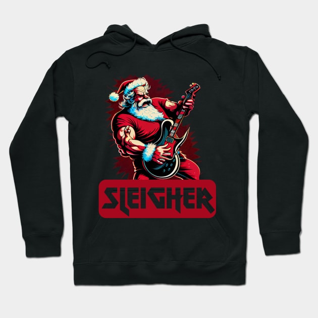 Sleigher, hail Santa, Metal Santa Hoodie by Teessential